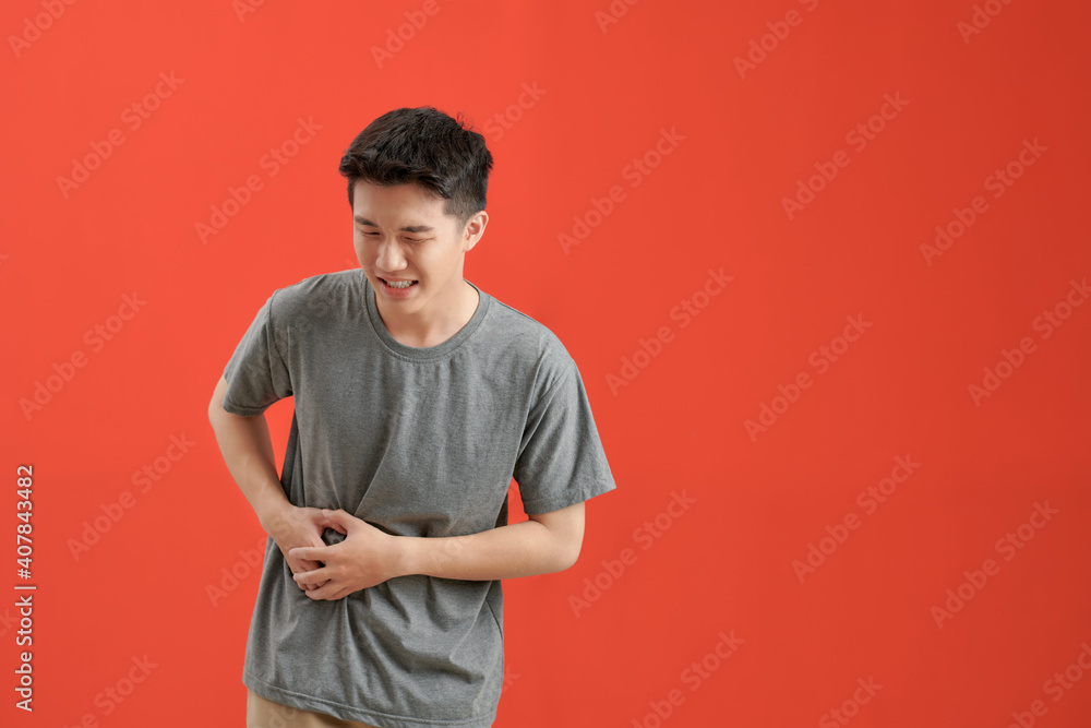 Man Stomach Ache over red Man Stomach Ache over red