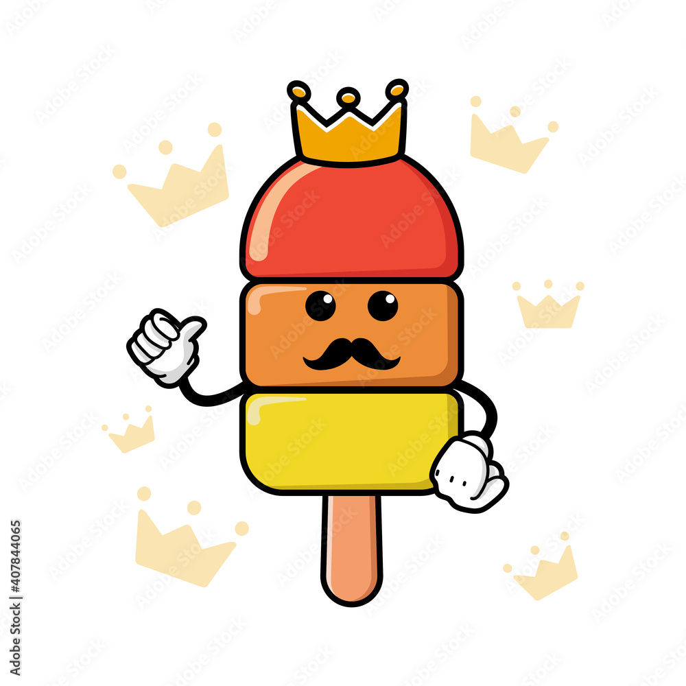 Fototapeta premium cute king ice cream cartoon mascot character