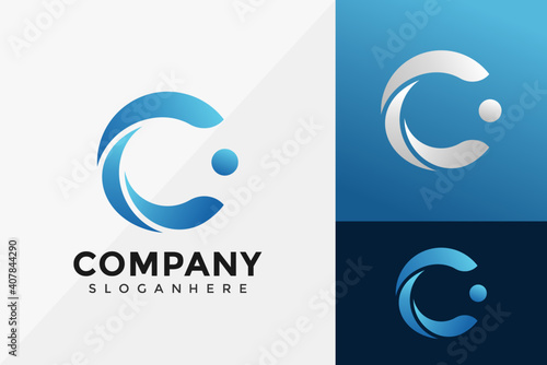 Letter C Wave Logo Design, Modern Logo Designs Vector Illustration Template