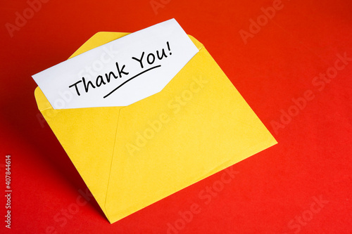Yellow envelope with words THANK YOU
