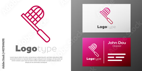 Logotype line Butterfly net icon isolated on white background. Logo design template element. Vector.