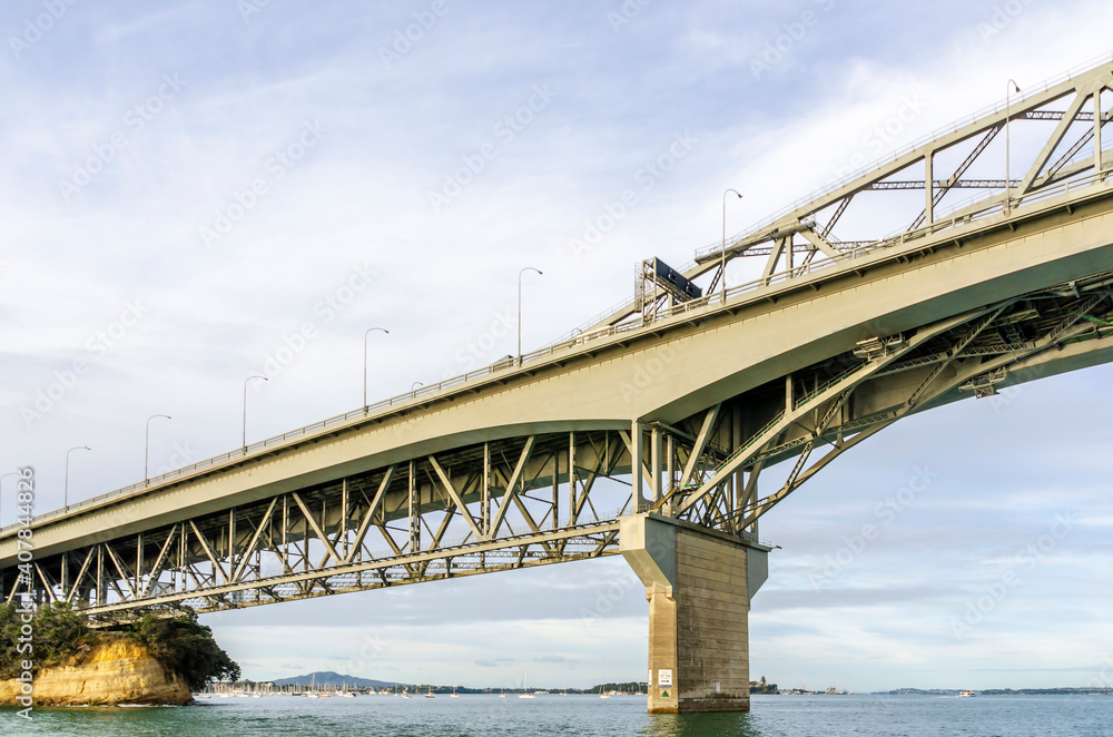 Auckland Harbor Bridge in Auckland, New Zealand.