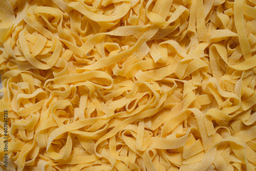 Italian homemade noodles, top view Italian homemade noodles, top view