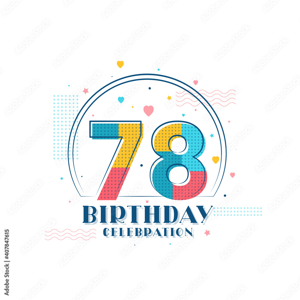 Fototapeta premium 78 Birthday celebration, Modern 78th Birthday design