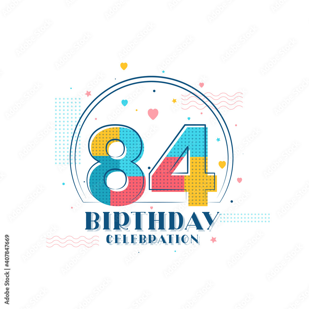 Plakat 84 Birthday celebration, Modern 84th Birthday design