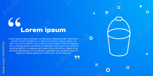 White line Fire bucket icon isolated on blue background. Metal bucket empty or with water for fire fighting. Vector.