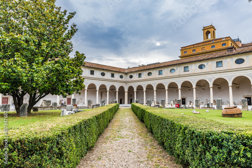  The Cloister of Michelangelo of the Baths of Diocletian  Terme di Diocleziano  in Rome  Italy.