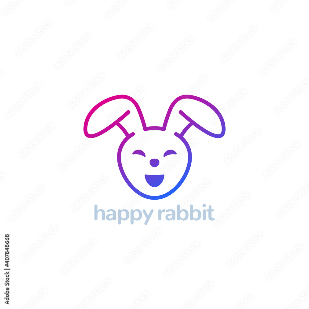 Happy rabbit logo, vector design Happy rabbit logo, vector design