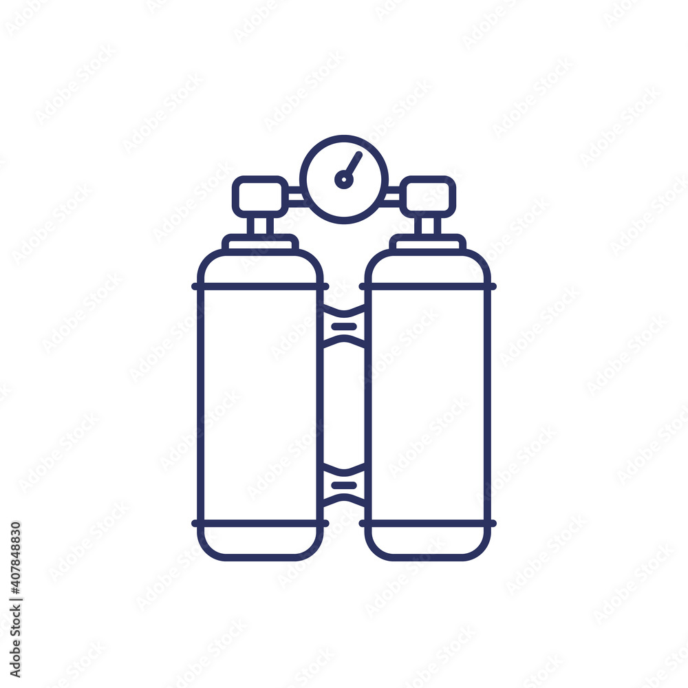 oxygen tanks line icon on white oxygen tanks line icon on white