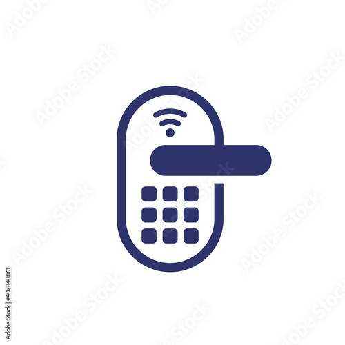 smart door lock icon on white, vector
