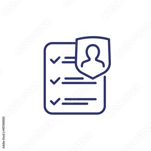 user privacy control line icon on white