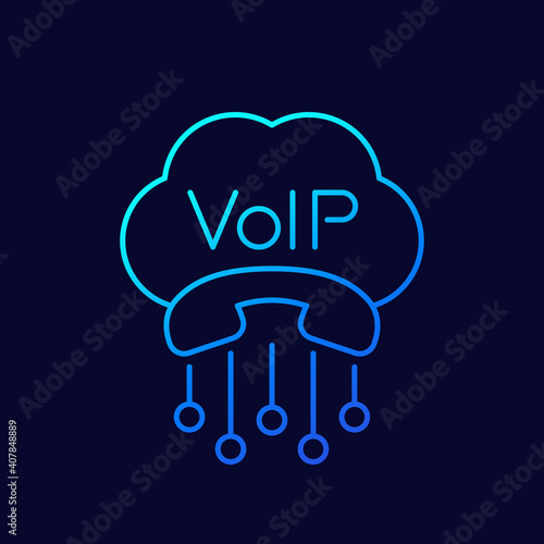 Voip telephony, call line icon, vector
