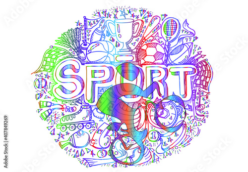 Bicycle logo design. Set of sports background.