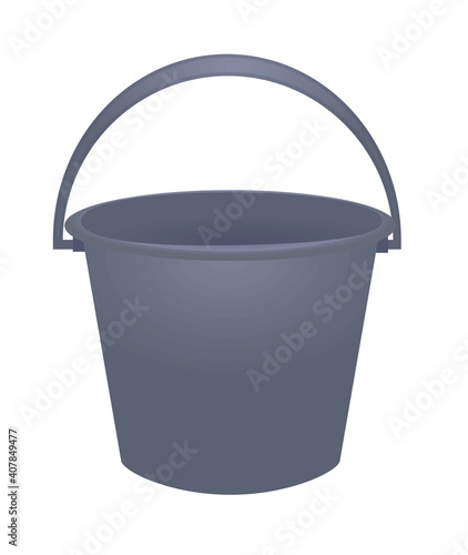 Gray plastic bucket. vector illustration