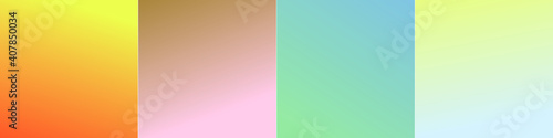 Set of vector gentle pastel simple trendy gradients. 2021 collection of modern colors. Palette for decoration and design. Isolated palettes. Stretching color. Blue, green, yellow, beige, pink, mint.