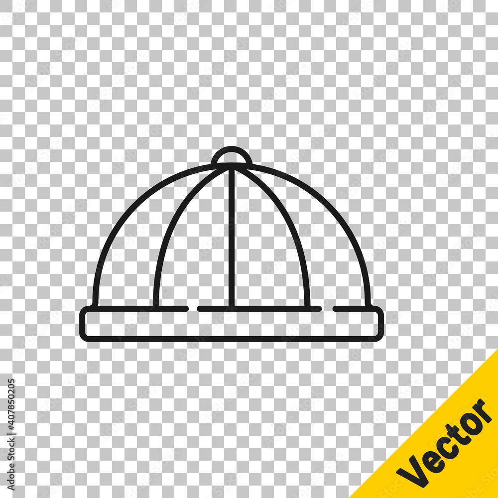Black line Baby hat icon isolated on transparent background. Vector. Black line Baby hat icon isolated on transparent background. Vector.