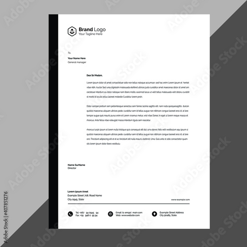 Elegant letterhead template design in minimalist style