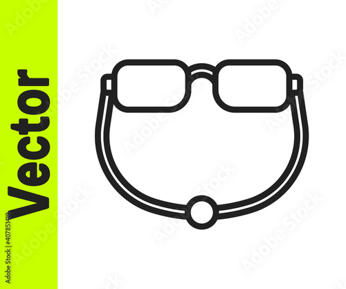 Black line Eyeglasses icon isolated on white background. Vector.