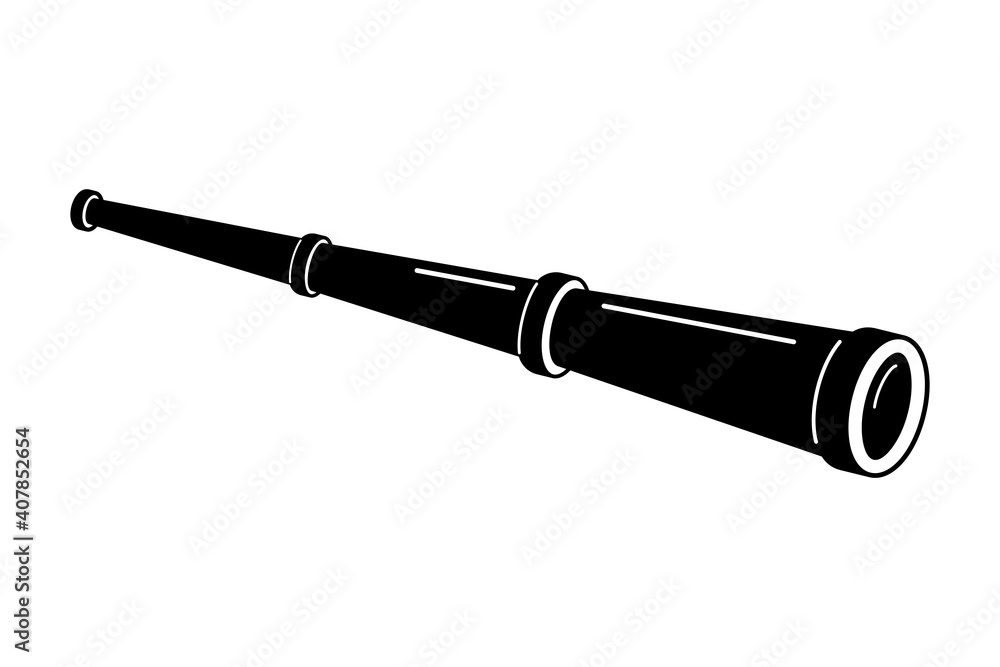 Spyglass, Sketch style, black on white. Vector, isolated. Spyglass, Sketch style, black on white. Vector, isolated.