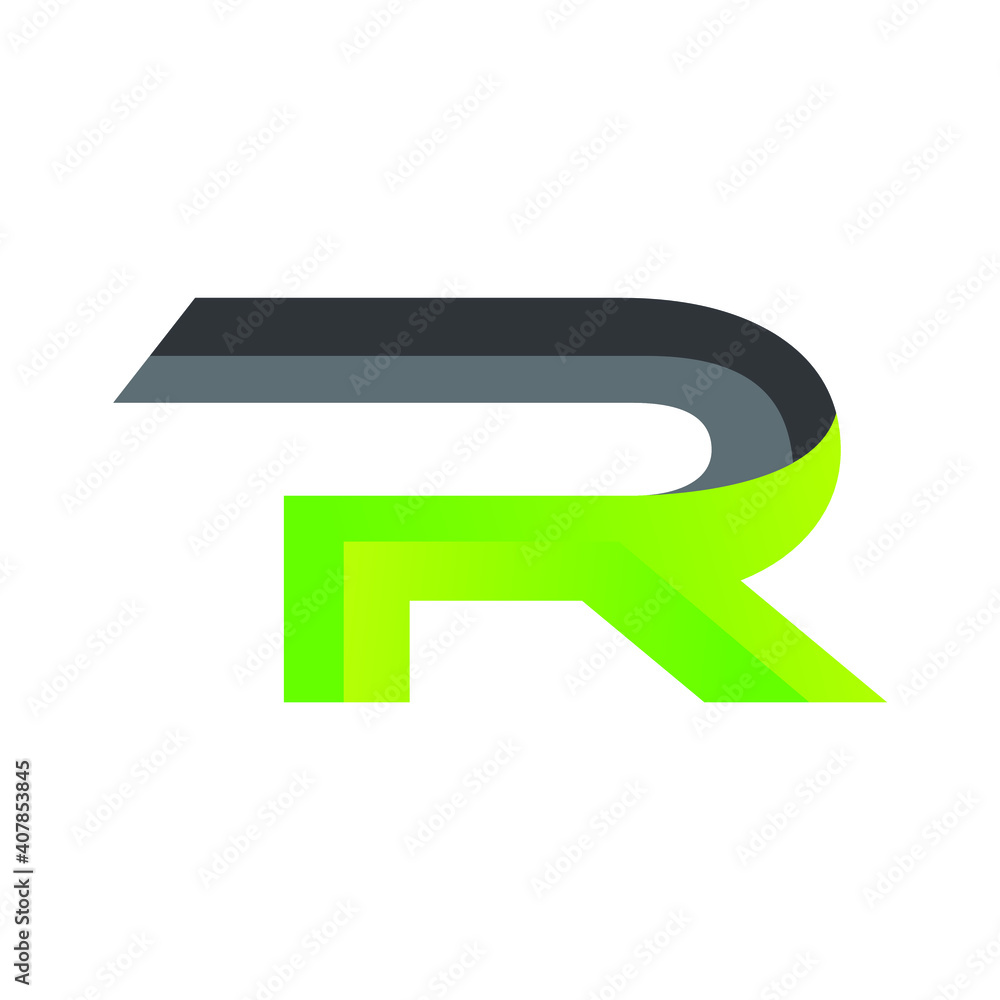 Letter R vector icon, symbol, sign design in green and gray color templet design Letter R vector icon, symbol, sign design in green and gray color templet design