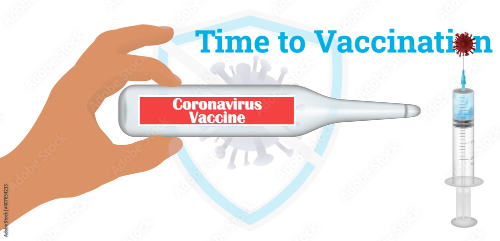 Time to vaccinate. Horizontal banner with hand holding medical vaccine,syringe,virus sign, and title Time to vaccinate. Disease prevention. Stock vector illustration on white isolated background. Time to vaccinate. Horizontal banner with hand holding medical vaccine,syringe,virus sign, and title Time to vaccinate. Disease prevention. Stock vector illustration on white isolated background.