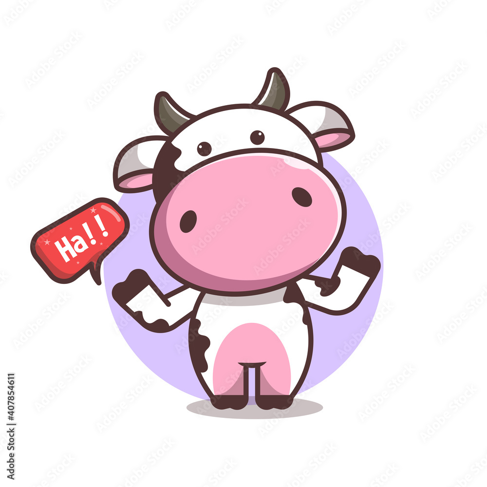 cute cow with shocked emblem and hand raised, cartoon, vector eps 10 cute cow with shocked emblem and hand raised, cartoon, vector eps 10