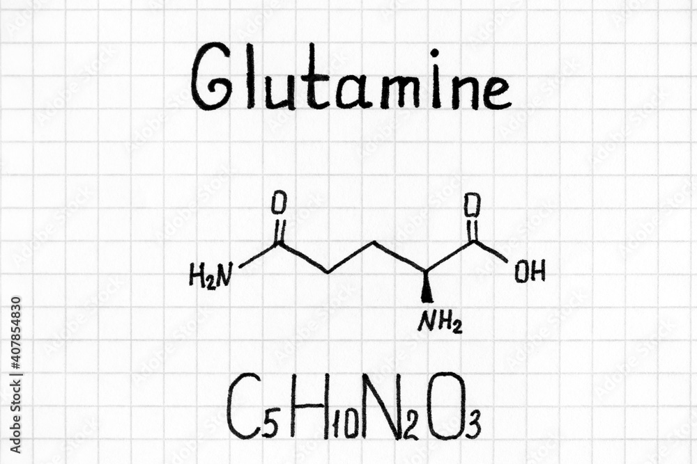 Handwriting chemical formula of Glutamine.