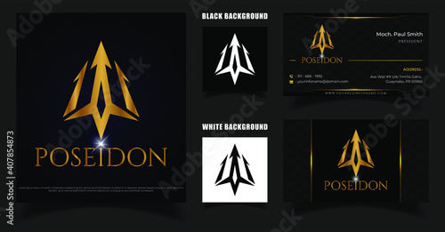 Simple And Luxurious Trident Poseidon Logo Design