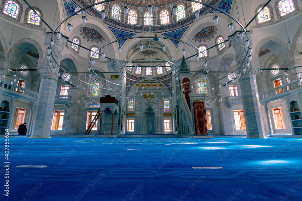 Interior of Sokollu Mehmet Pasa Mosque in Beyoglu Istanbul. Ottoman Architecture. Mosques