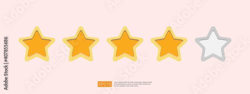 Five stars customer product rating concept for evaluating, clients satisfaction and positive experience. good feedback review icon vector illustration