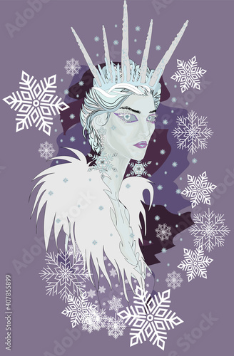 Ice queen vector / Snow queen  / stylized vector  shirt artprint 