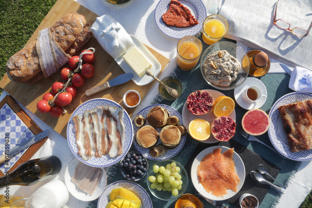 breakfast morning buffet brunch with food and drinks breakfast morning buffet brunch with food and drinks