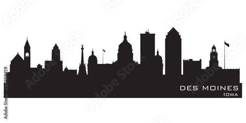 Des Moines Iowa city skyline vector silhouette photo