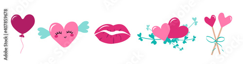 valentine's day icons and stickers set