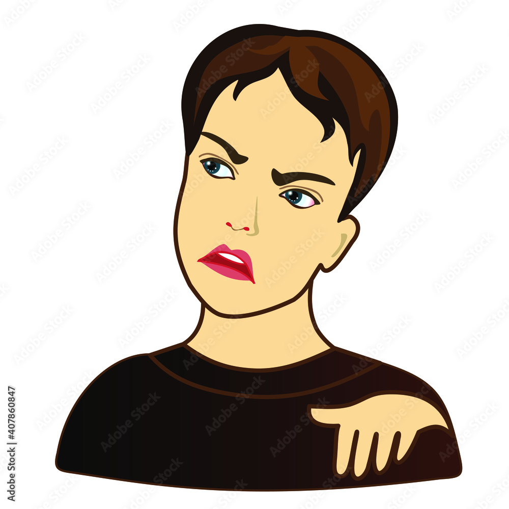 emoticon with a cool indifferent, arrogant, alienated man that stands with its nose raised to the top, color emoji on white isolated background emoticon with a cool indifferent, arrogant, alienated man that stands with its nose raised to the top, color emoji on white isolated background