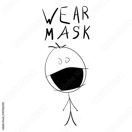 Wear Mask Scetch. Vector human.