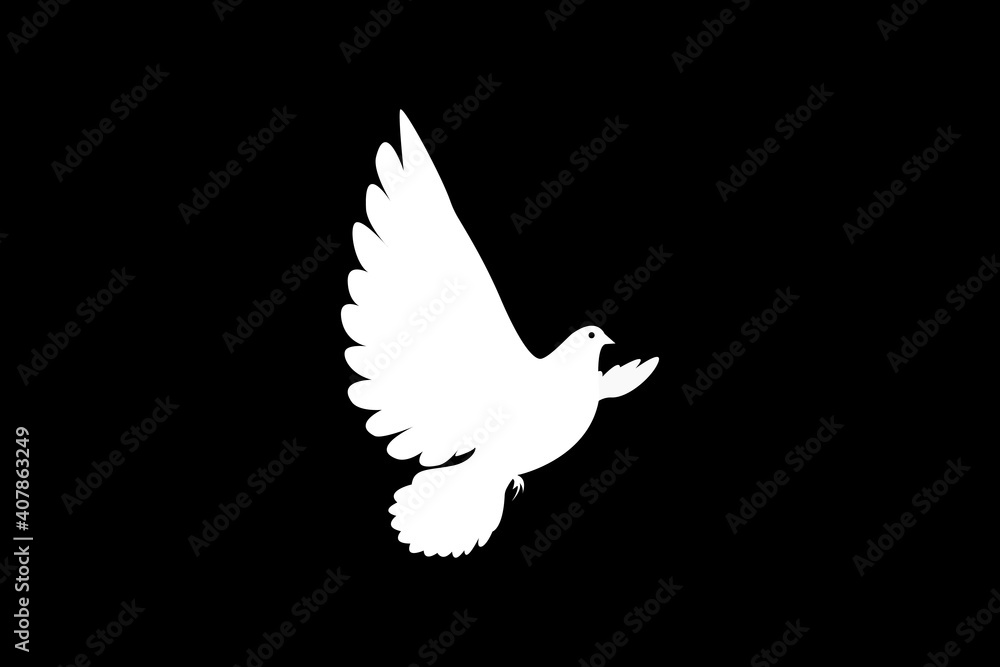 Fototapeta premium illustration of flat style cartoon beautiful flying pigeon indicates freedom and happiness vector. 