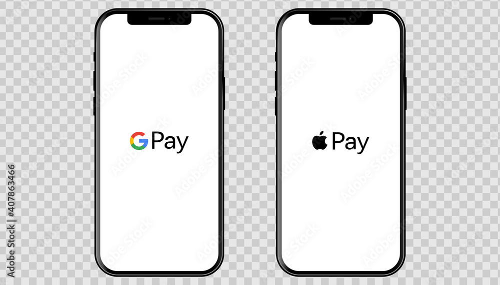 Vektorová Grafika „Apple Iphone With Popular Payment Systems: Apple Pay,  Google Pay. Vector Phone Template For Your Banner, Advertising, Website. Eps  10“ Ze Služby Stock | Adobe Stock