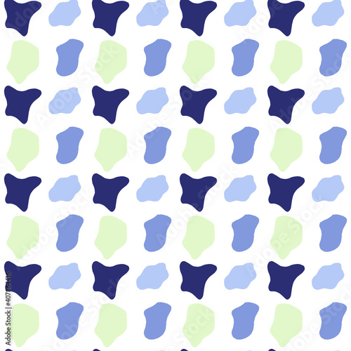 Seamless background. Abstract blue, green, blue spots on a white background. Vector.