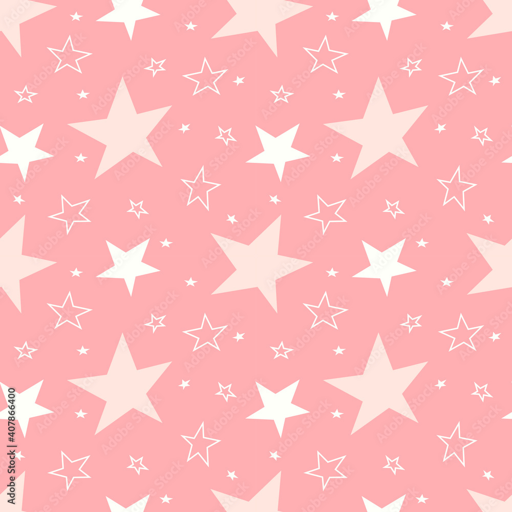cute vector seamless pattern with stars on pink background. pattern for printing on clothes, wrapping paper, fabric, in the children's room cute vector seamless pattern with stars on pink background. pattern for printing on clothes, wrapping paper, fabric, in the children's room
