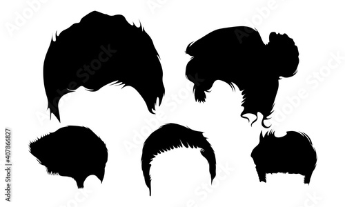 Hair Style for Man hair Silhouette vector arts