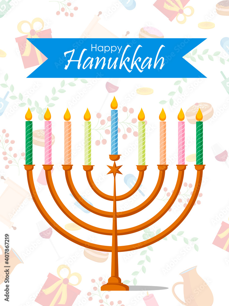 Happy Hanukkah Israel holiday greeting background in vector Happy Hanukkah Israel holiday greeting background in vector