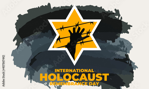 International Holocaust Remembrance Day is an international memorial day on 27 January commemorating the tragedy of the Holocaust that occurred during the Second World War. Star of David. Vector EPS10
