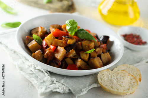 Traditional homemade caponata or vegetable ragout