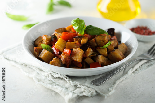 Traditional homemade caponata or vegetable ragout