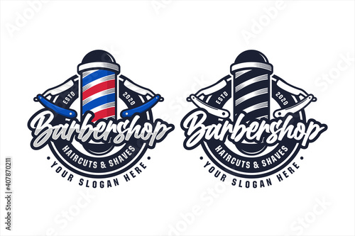 Barbershop vector logo design premium