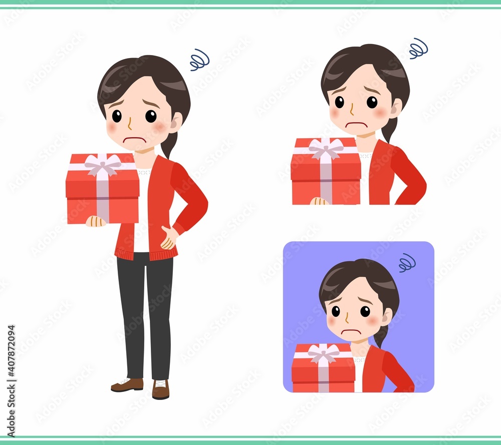 Young woman in a red cardigan Young woman in a red cardigan