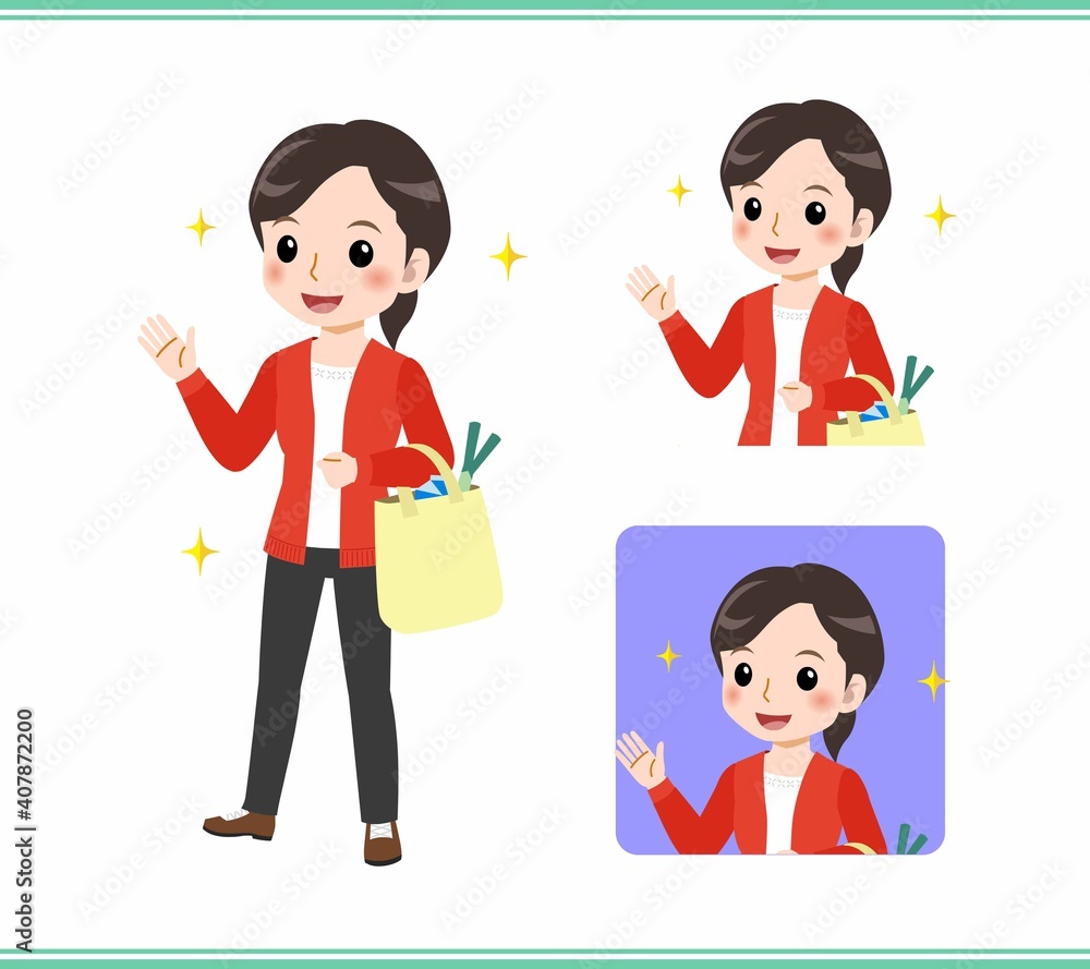 Young woman in a red cardigan Young woman in a red cardigan