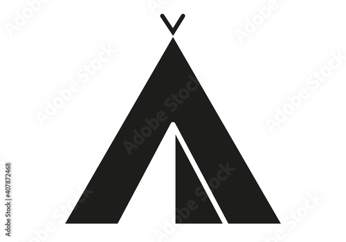 Icono negro de una tienda de campaña.