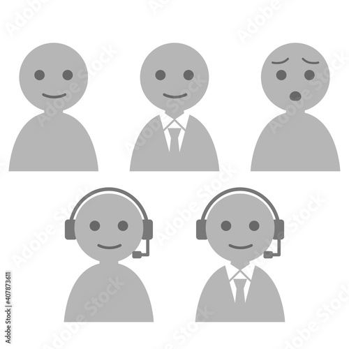 Telephone operator icons set  電話オペレーター